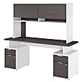 Bush Business Furniture Jamestown Desk With 4 Drawers And Hutch, 72"W, Storm Gray/White, Standard Delivery 1 thumbnail image
