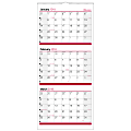 Office Depot® Brand 3-Month Reference Wall Calendar, 12" x 27", Black/Red, January to December 2018 (OD3030-28-18)