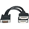 C2G 9in One LFH-59 (DMS-59) Male to Two DVI-I Female Cable - DMS-59 Male - DVI-I Female - 9" - Black