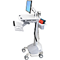 Ergotron StyleView EMR Cart with LCD Arm, SLA Powered - 35 lb Capacity - 4 Casters - Zinc Plated Steel, Plastic, Aluminum - 18.3" Width x 50.5" Height - Gray, White, Polished Aluminum 1 thumbnail image