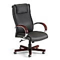 OFM Apex Bonded Leather High-Back Chair With Wood Accents, Mahogany/Black