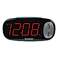 Sharp® Large Display LED Digital Alarm Clock With 2 USB Charge Ports, 3 1/2" x 7 1/2" x 2", Black 1 thumbnail image