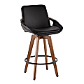 LumiSource Cosmo Counter Stools, Black Seat/Walnut Frame