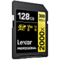 Lexar® Gold Professional 2000x Class 10/UHS-II SDHC/SDXC Memory Card, 128GB, LSD2000128G-BNNNU