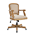 Linon Gail Fabric Mid-Back Home Office Chair, Natural/Rustic Brown