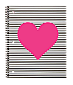 Divoga© Heart Notebook, 8" x 10 1/2", Wide Ruled, Black/Pink, 80 Sheets