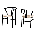 Baxton Studio Paxton Wood Dining Accent Chair Set, Black, Set Of 2 Chairs