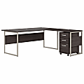 Bush® Business Furniture Hybrid 72"W L-Shaped Table Desk With 3-Drawer Mobile File Cabinet, Storm Gray, Premium Installation
