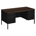 HON® Metro 60"W Classic Double-Pedestal Computer Desk, Mocha/Black
