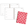 AT-A-GLANCE® Sloane Diamond Academic Weekly/Monthly Planner, 8 1/2" x 11", Coral/White, July 2018 to June 2019