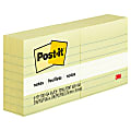 Post-it Notes, 3 in x 3 in, 6 Pads, 100 Sheets/Pad, Clean Removal, Canary Yellow, Lined
