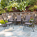Flash Furniture Brazos Series Outdoor Stack Chairs, Black/Brown, Set Of 5 Chairs 1 thumbnail image