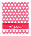 Divoga® Personalized Notebook, 8 1/2" x 10 1/2", College Ruled, Pink Polka Dot Design, Pink, 80 Sheets