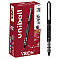 uni-ball® Vision™ Rollerball Pens, Micro Point, 0.5 mm, Black Barrel, Black Ink, Pack Of 12
