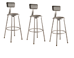 National Public Seating Vinyl-Padded Stools With Backs, 30"H, Gray, Set Of 3 1 thumbnail image