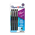 Paper Mate® Flair® Porous-Point Pens, Medium Point, 0.7 mm, Black Barrel, Black Ink, Pack Of 4