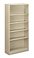 HON® Brigade® Steel Modular Shelving Bookcase, 5 Shelves, 72"H x 34-1/2"W x 12-5/8"D, Putty