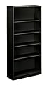 HON® Brigade® Steel Modular Shelving Bookcase, 5 Shelves, 72"H x 34-1/2"W x 12-5/8"D, Black