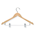 Honey Can Do Wood Suit Hangers With Clips, 17-9/16" x 10-1/16", Maple, Pack Of 12 Hangers