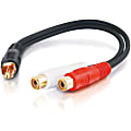 C2G 6in Value Series One RCA Mono Male to Two RCA Stereo Female Y-Cable - RCA Male - RCA Female - 6" - Black