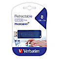 Verbatim Retractable USB 2.0 Flash Drive, 8GB, Blue