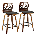 LumiSource Folia Counter Stools, Charcoal Seat/Walnut Frame, Set Of 2 Stools
