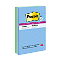 Post-it® Super Sticky Notes, 4 in x 6 in, 30% Recycled, Oasis Collection, Lined, Pack Of 3 Pads
