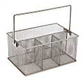 Mind Reader Network Collection 4-Compartment Utensil or Supply Caddy with Handle, 4-3/4"H x 7"W x 10"L, Silver