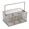 Mind Reader 4-Compartment Utensil or Supply Caddy with Handle, 4-3/4"H x 7"W x 10"L, Silver 1 thumbnail image