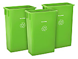 Alpine Rectangular Polypropylene Slim Trash Cans, 23 Gallons, Lime Green, Set Of 3 Cans