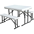 Stansport Folding Picnic Table With Bench, White