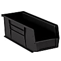 Partners Brand Plastic Stack & Hang Bin Boxes, Small Size, 10 7/8" x 4 1/8" x 4", Black, Pack Of 12
