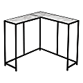 Monarch Specialties Jan L-Shaped Metal Console Table, 32”H x 36”W x 36”D, White Marble/Black