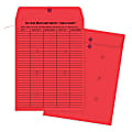 Quality Park® Interdepartment Envelopes, 10" x 13", 1-Sided Narrow Rule, Button & String Closure, Red, Box Of 100