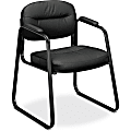 HON® Basyx SofThread™ Bonded Leather Guest Chair, Black 1 thumbnail image