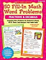 Scholastic 50 Fill-In Math Word Problems, Fractions And Decimals