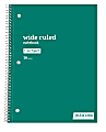 Just Basics® Spiral Notebook, 8" x 10-1/2", Wide Ruled, 70 Sheets, Green 1 thumbnail image