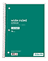 Just Basics® Spiral Notebook, 8" x 10-1/2", Wide Ruled, 70 Sheets, Green