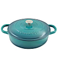 Crock-Pot® Artisan Enameled Cast Iron Round Braiser Pan With Lid, 5 Qt, Teal Ombre