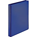 Business Source Navy D-ring Binder - 1" Binder Capacity - Letter - 8 1/2" x 11" Sheet Size - D-Ring Fastener(s) - 4 Pocket(s) - Polypropylene - Navy - 1 Each