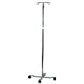 MABIS Adjustable-Height I.V. Pole, 4 Casters, 82", Silver 1 thumbnail image
