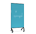 Ghent Pointe Magnetic Mobile Dry-Erase Glassboard, 76-1/2” x 36-3/16”, Blue, Black Metal Frame