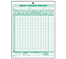 TOPS Weekly Expense Envelopes - Double Sided Sheet - 11" x 8 1/2" Sheet Size - 1 x Holes - White Sheet(s) - Green Print Color - 20 / Pack