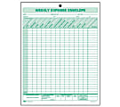 TOPS Weekly Expense Envelopes - Double Sided Sheet - 11" x 8 1/2" Sheet Size - 1 x Holes - White Sheet(s) - Green Print Color - 20 / Pack 1 thumbnail image