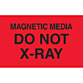 Preprinted Special Handling Labels, DL2461, "Magnetic Media Do Not X-Ray", 5" x 3", Fluorescent Red, Roll Of 500