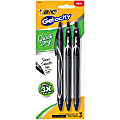 BIC® Gel-ocity Quick-Dry Retractable Gel Pens, Medium Point, 0.7 mm, Black/Black, Pack Of 3 1 thumbnail image