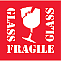 Tape Logic® Preprinted Shipping Labels, DL1282, "Glass Fragile Glass", 4" x 4", Red/White, Roll Of 500