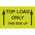 Preprinted Special Handling Labels, DL2701, "Top Load Only This Side Up", 5" x 3", Flourescent Green, Roll Of 500