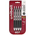 uni-ball® Signo Gel 207™ Retractable Gel Pens, Medium Point, 0.7 mm, Clear Barrel, Black Ink, Pack Of 4 Pens