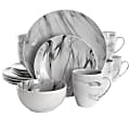 Elama Fine Marble 16-Piece Dinnerware Set, Black/White 1 thumbnail image